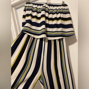 Hers & mine striped strapless jumpsuit